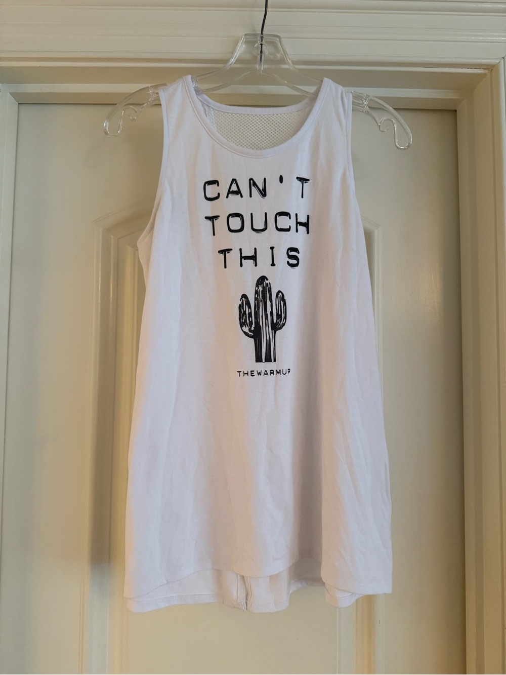 Jessica Simpson The Warmup White Graphic Tank "Can't Touch This"